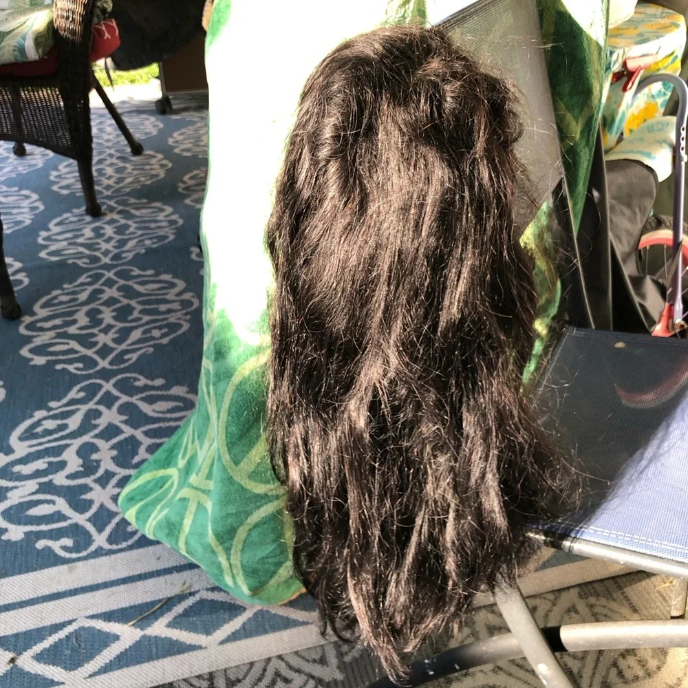 24” Choc Brown Human Hair Wig lace closure